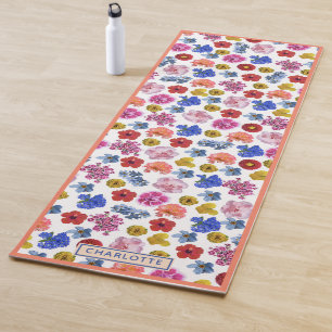 Cute trendy spring summer floral pilates yoga mat