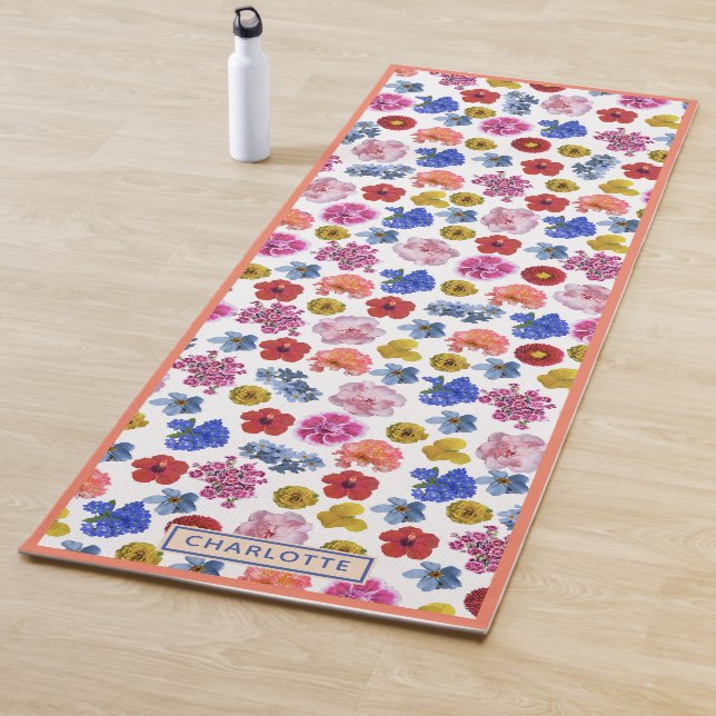 Cute trendy spring summer floral pilates yoga mat (In Situ)