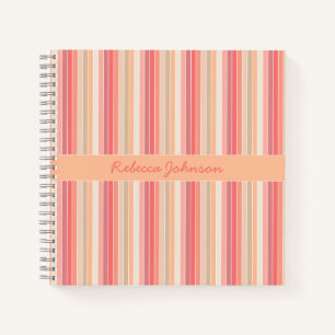 Cute Trendy Stripes Peach Notebook