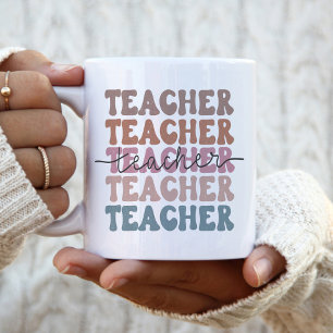 Cute Trendy Teacher Pastel Stacked Two-Tone Coffee Mug