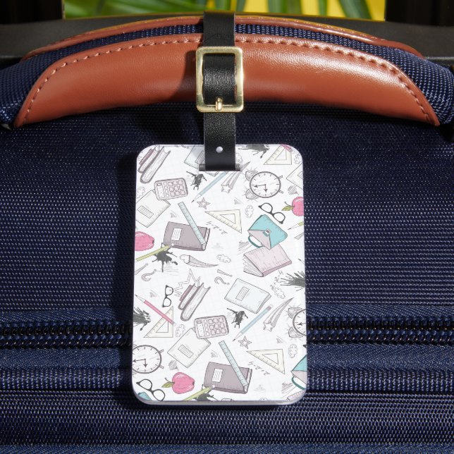 Cute Trendy Teacher School Pattern Luggage Tag (Front Insitu 2)