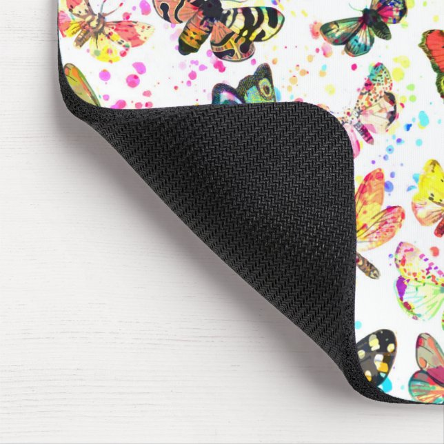 Cute Trendy Watercolor Butterflies Mouse Mat (Corner)