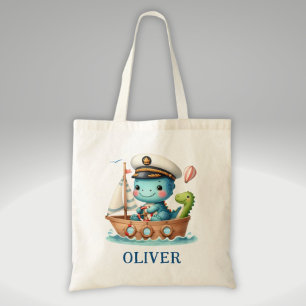 Cute Trex Dinosaur Boat Captain Tote Bag