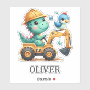 Cute Trex Dinosaur Driving a Construction Vehicle