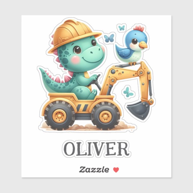 Cute Trex Dinosaur Driving a Construction Vehicle (Sheet)