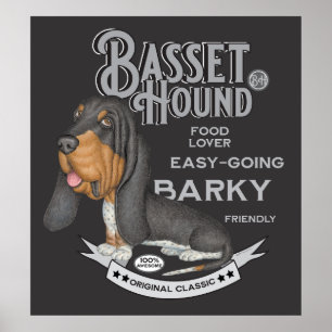 Cute Tri-Colour Basset Hound Poster