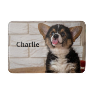 Cute Tri colour Pembroke Welsh Corgi Puppy Dog Bath Mat