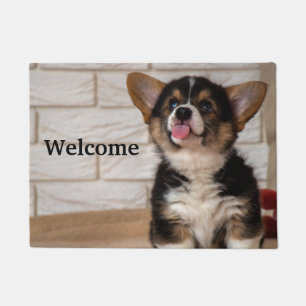 Cute Tri colour Pembroke Welsh Corgi Puppy Dog Doormat