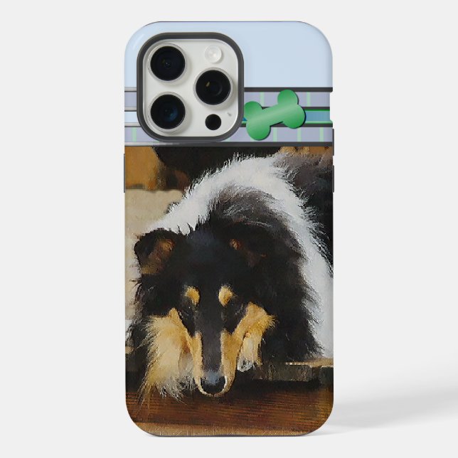 Cute Tri Colour Rough Collie Dog Art iPhone Case (Back)