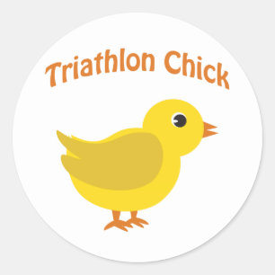 Cute Triathlon Chick Classic Round Sticker