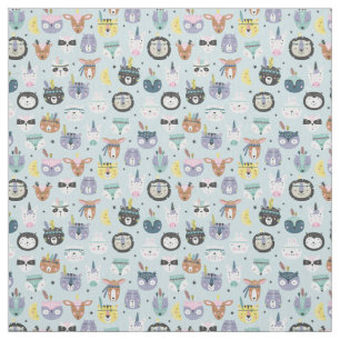 Cute Tribal Face Pattern Fabric