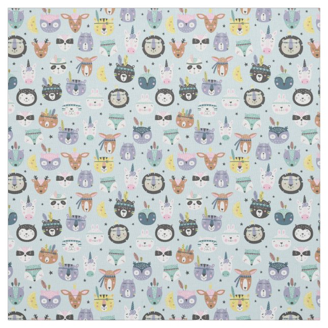 Cute Tribal Face Pattern Fabric (Swatch)