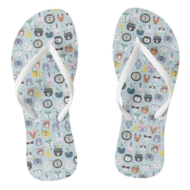 Cute Tribal Face Pattern Flip Flops (Footbed)