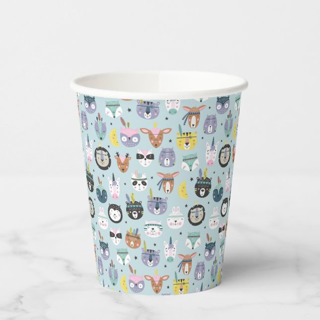 Cute Tribal Face Pattern Paper Cups (Left)
