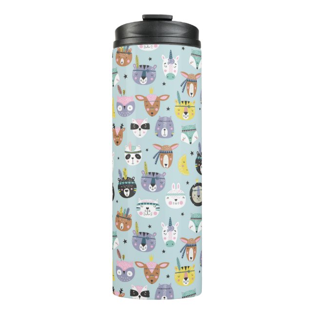 Cute Tribal Face Pattern Thermal Tumbler (Front)
