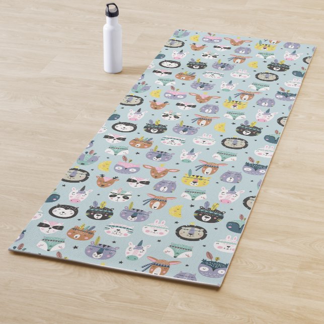 Cute Tribal Face Pattern Yoga Mat (In Situ)