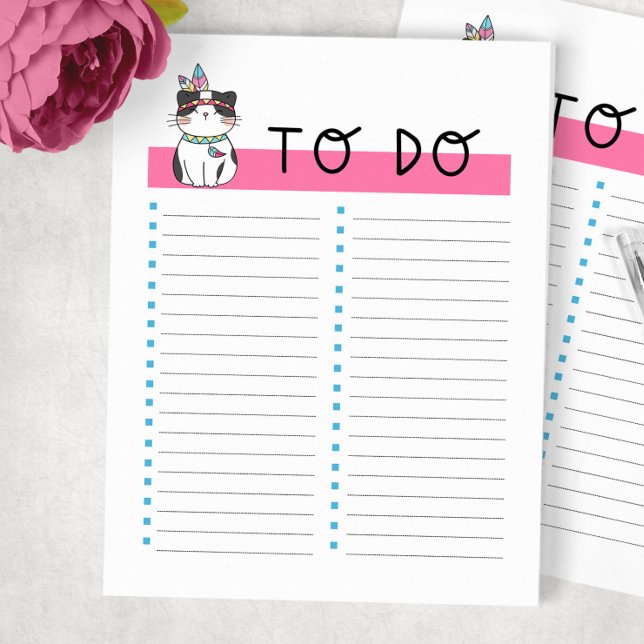 Cute Tribal Kitty Cat To Do List Notepad (Creator Uploaded)