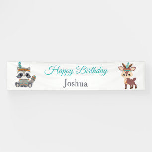 Cute Tribal Woodland Animals Banner