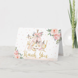 Cute Tribal Woodland Animals Birthday Baby Shower Thank You Card