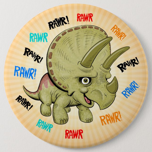 Cute Triceratops 6 Cm Round Badge (Front)