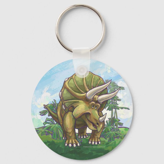Cute Triceratops Art Key Ring (Front)