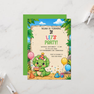Cute Triceratops Birthday Party Invitation
