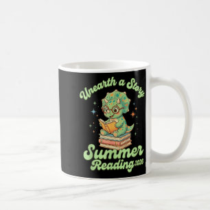 Cute triceratops dinosaur reader dino bookworm coffee mug