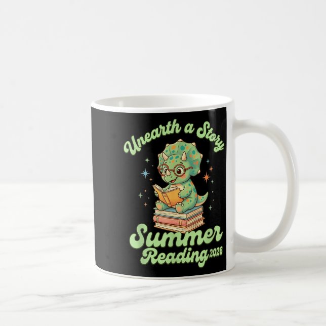 Cute triceratops dinosaur reader dino bookworm coffee mug (Right)