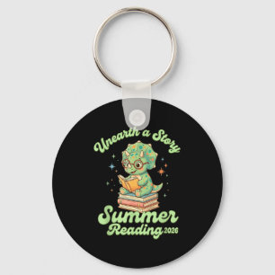 Cute triceratops dinosaur reader dino bookworm key ring