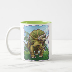 Cute Triceratops Heads and Tails Two-Tone Coffee Mug