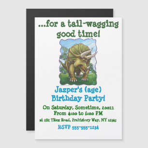 Cute Triceratops Party Magnetic Invitation