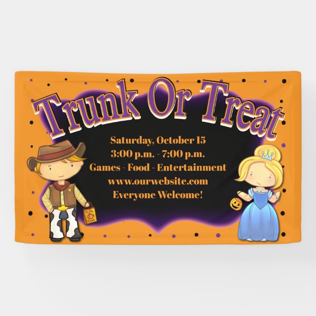 Cute Trick of Treat Trunk or Treat Banner (Horizontal)