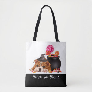 Cute Trick or Treat Candy Dog Personalised Tote Bag