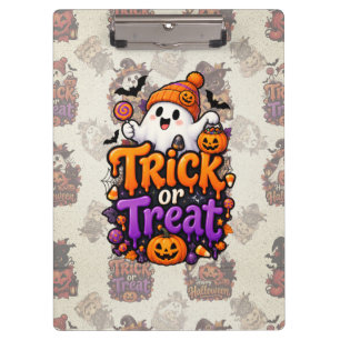 Cute Trick or Treat Ghost Halloween Clipboard
