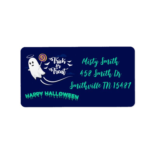 Cute Trick or Treat Ghost Label (Front)