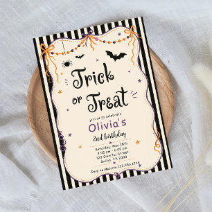 Cute Trick or Treat Halloween Birthday Invitation