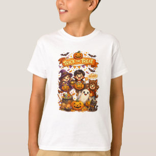 Cute Trick Or Treat Halloween Kids T-Shirt Design