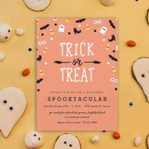 Cute Trick or Treat Kids Halloween Party Invites