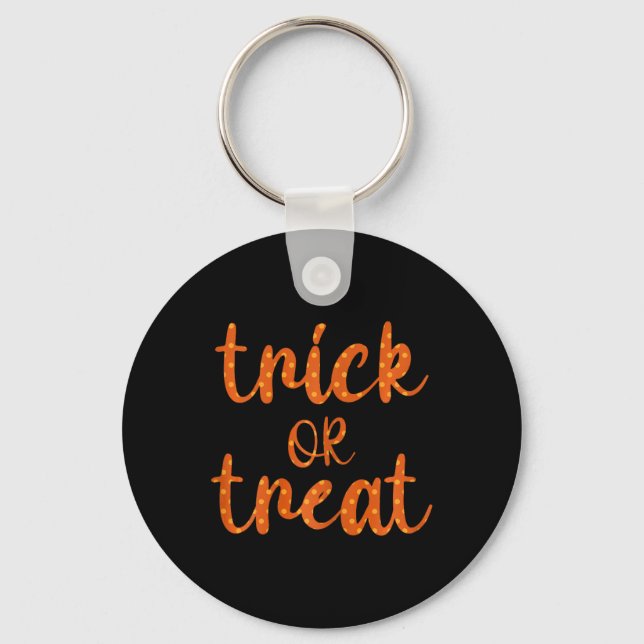 Cute Trick Or Treat Polkadots Halloween Design  Key Ring (Front)