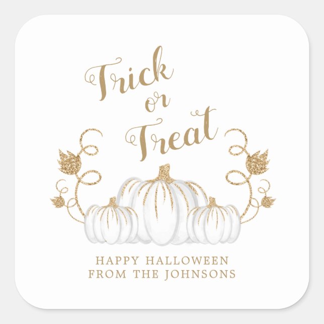 Cute Trick Or Treat Pumpkin Halloween Square Sticker (Front)