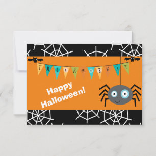 Cute Trick or Treat Spider Halloween Flat Card