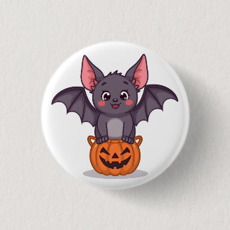 Cute Trick or Treating Bat 3 Cm Round Badge