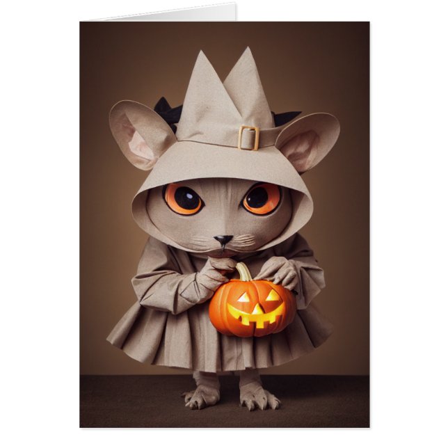 Cute Trick or Treating Costumed Mouse Halloween (Front)