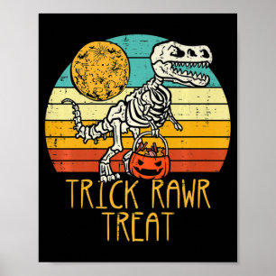 Cute Trick Rawr Treat Skeleton Trex Toddler Boys H Poster