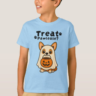 Cute Trick Treat Corgi Dog Ghost T-Shirt
