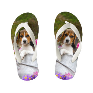 Cute Tricolor Beagle Dog Puppy Animal - for Kids Kid's Flip Flops
