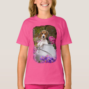 Cute Tricolor Beagle Dog Puppy Milk Churn - Raglan T-Shirt