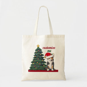 Cute Tricolor Corgi Christmas Tree Custom Holiday Tote Bag