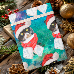 Cute Tricolored Cat Funny Christmas Holiday Pet Wrapping Paper