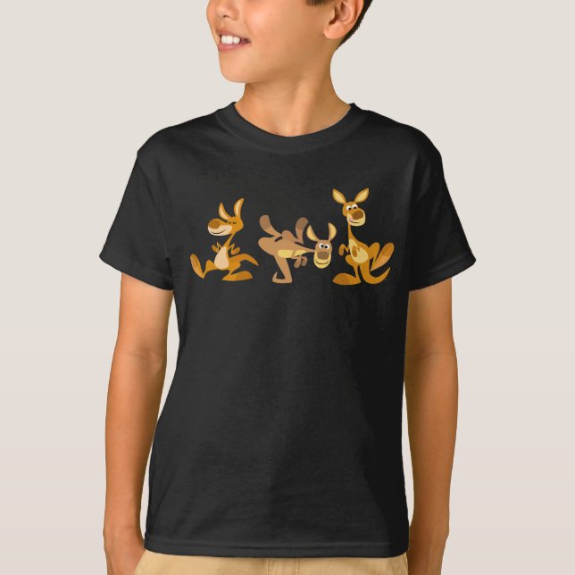 Cute Trio of Cartoon Kangaroos Children T-Shirt (Front)